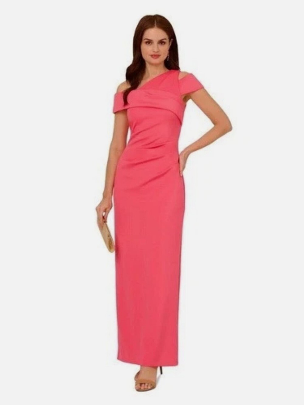 Adrianna Papell Pink One-Shoulder Column Gown